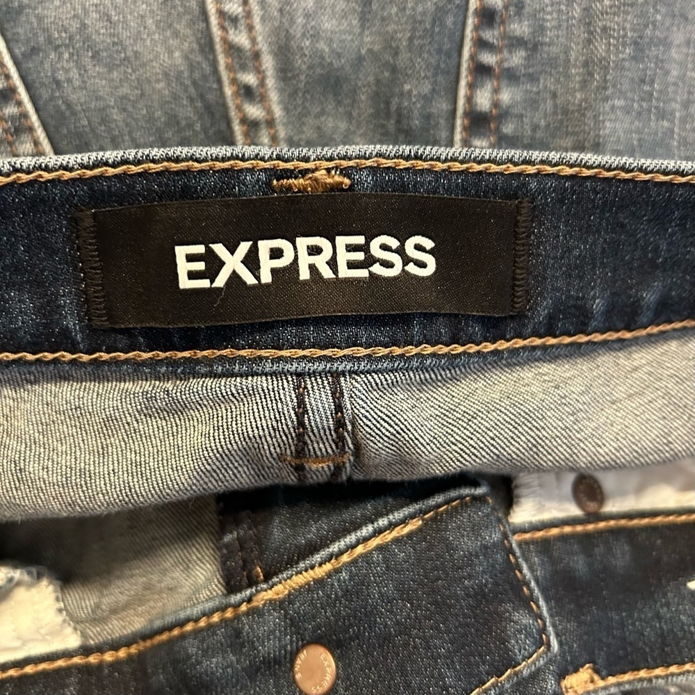 Express Girlfriend High Rise Denim Jeans Women’s SZ 0 in Ripped Medium Wash - Picture 9 of 11